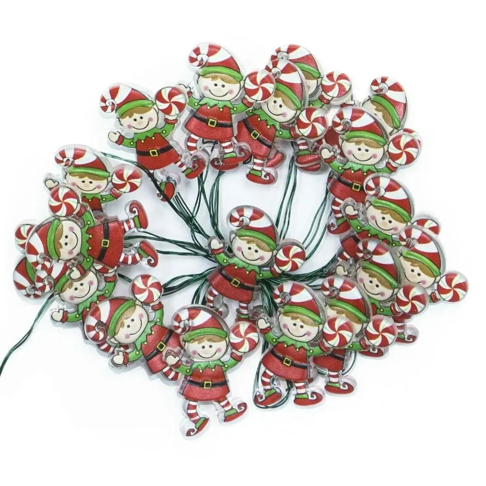 Holiday Time Elf String Lights 3-Function 18 LED Christmas Battery Power NEW